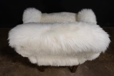  Costantini Design Modern Armchair in Exotic Wood and Sheepskin by Costantini Bruno Ovino Armchair