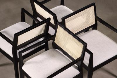  Costantini Design Modern Armchair with Caned Back in Ebonized Wood by Costantini Recoleta