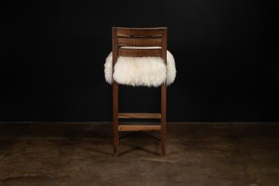  Costantini Design Modern Bar Stool in Argentine Rosewood and Sheepskin by Costantini Renzo Ovino