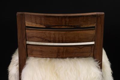  Costantini Design Modern Bar Stool in Argentine Rosewood and Sheepskin by Costantini Renzo Ovino