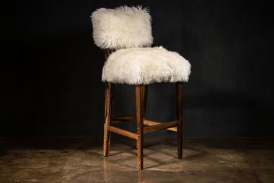  Costantini Design Modern Bar Stool in Exotic Wood and Sheepskin from Costantini Bruno