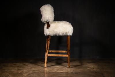  Costantini Design Modern Bar Stool in Exotic Wood and Sheepskin from Costantini Bruno