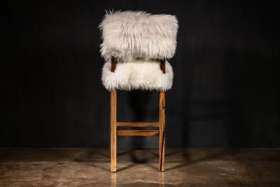  Costantini Design Modern Bar Stool in Exotic Wood and Sheepskin from Costantini Bruno