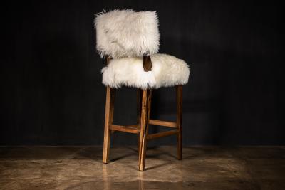  Costantini Design Modern Bar Stool in Exotic Wood and Sheepskin from Costantini Bruno