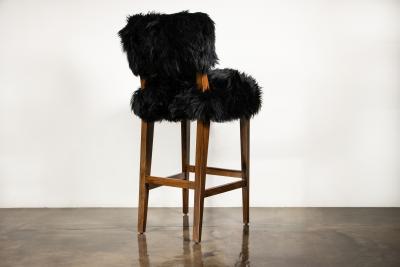  Costantini Design Modern Bar Stool in Exotic Wood and Sheepskin from Costantini Bruno
