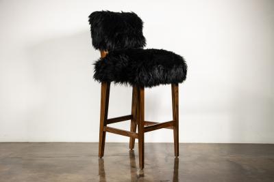  Costantini Design Modern Bar Stool in Exotic Wood and Sheepskin from Costantini Bruno