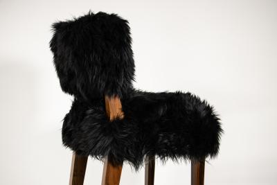  Costantini Design Modern Bar Stool in Exotic Wood and Sheepskin from Costantini Bruno