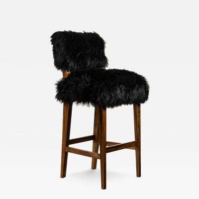  Costantini Design Modern Bar Stool in Exotic Wood and Sheepskin from Costantini Bruno