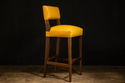  Costantini Design Modern Bar Stool in Solid Wood in Pavoni Leather by Costantini Bruno In Stock