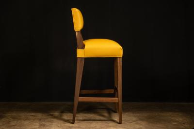  Costantini Design Modern Bar Stool in Solid Wood in Pavoni Leather by Costantini Bruno In Stock
