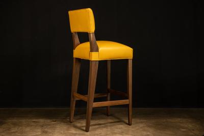  Costantini Design Modern Bar Stool in Solid Wood in Pavoni Leather by Costantini Bruno In Stock