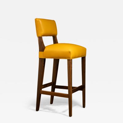  Costantini Design Modern Bar Stool in Solid Wood in Pavoni Leather by Costantini Bruno In Stock