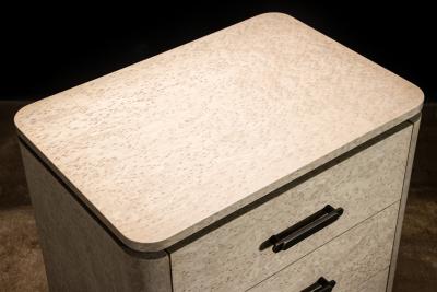 Costantini Design Modern Bedside Table in Gray Birdseye Maple Bronze from Costantini Elena