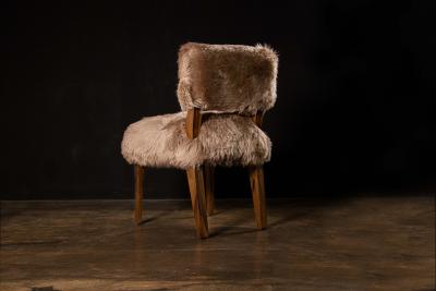 Costantini Design Modern Dining Chair in Exotic Wood and Sheepskin from Costantini Bruno Ovino