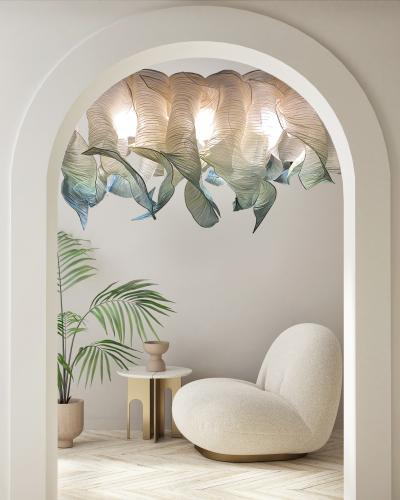  Costantini Design Modern Fabric Pendant Hand painted Light Nebula Grande by Studio Mirei In Stock