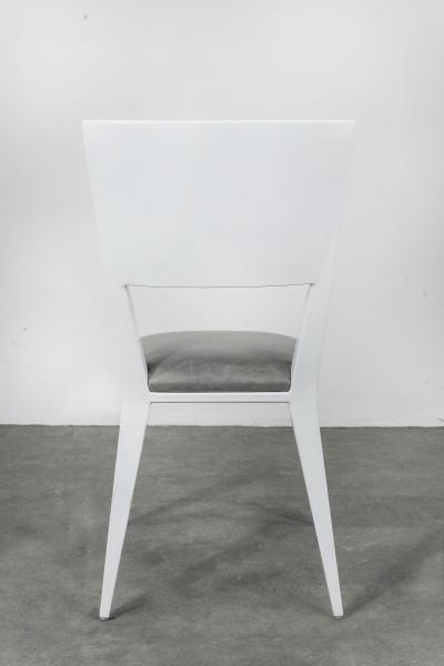  Costantini Design Modern Hand Welded Metal Frame and Leather Dining Chair Rodelio Bianco