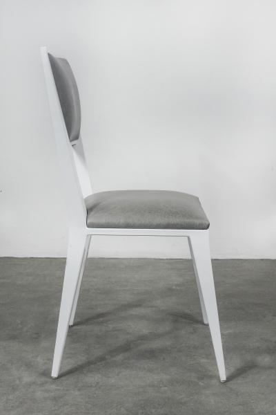  Costantini Design Modern Hand Welded Metal Frame and Leather Dining Chair Rodelio Bianco