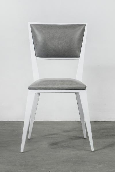  Costantini Design Modern Hand Welded Metal Frame and Leather Dining Chair Rodelio Bianco