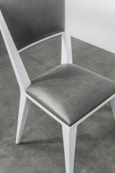  Costantini Design Modern Hand Welded Metal Frame and Leather Dining Chair Rodelio Bianco