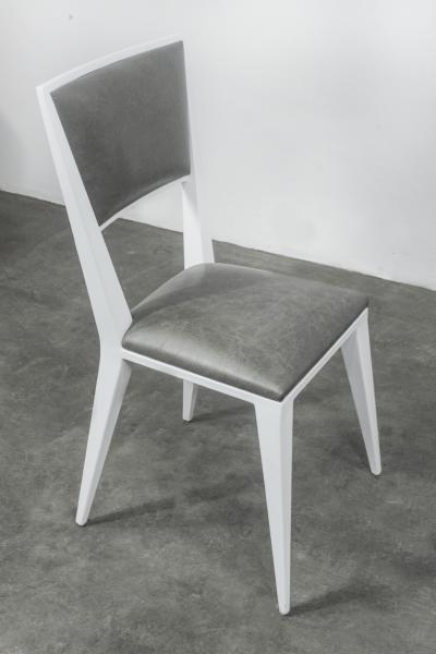  Costantini Design Modern Hand Welded Metal Frame and Leather Dining Chair Rodelio Bianco