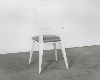  Costantini Design Modern Hand Welded Metal Frame and Leather Dining Chair Rodelio Bianco