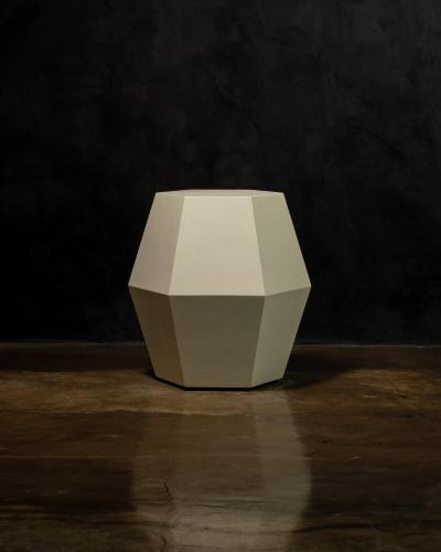 Costantini Design Modern Side Table in Cream Lacquer by Costantini Tamino Hex In Stock
