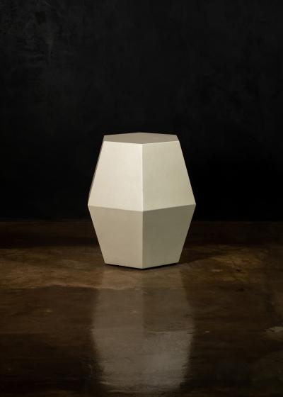 Costantini Design Modern Side Table in Cream Lacquer by Costantini Tamino Hex In Stock