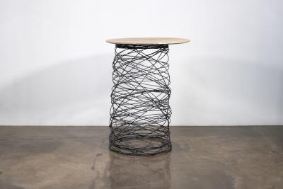  Costantini Design Modern Steel Wire and Parchment Side Table Richiamo Pergamino Table IN STOCK