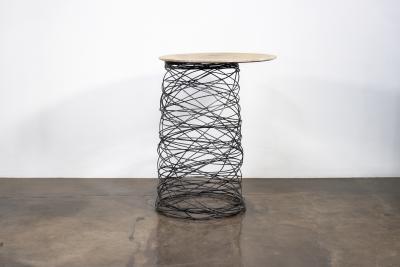  Costantini Design Modern Steel Wire and Parchment Side Table Richiamo Pergamino Table IN STOCK
