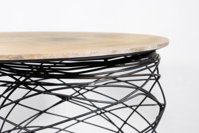  Costantini Design Modern Steel Wire and Parchment Side Table Richiamo Pergamino Table IN STOCK