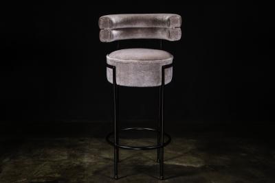  Costantini Design Modern Upholstered Round Bar Stool in COM and Metal by Costantini Mirabella