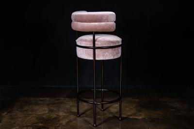  Costantini Design Modern Upholstered Round Bar Stool in COM and Metal by Costantini Mirabella