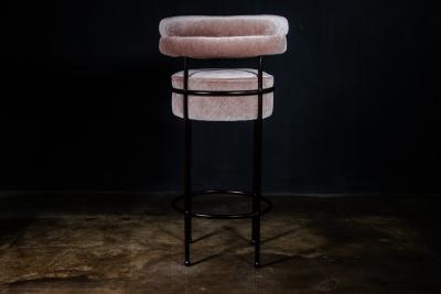  Costantini Design Modern Upholstered Round Bar Stool in COM and Metal by Costantini Mirabella