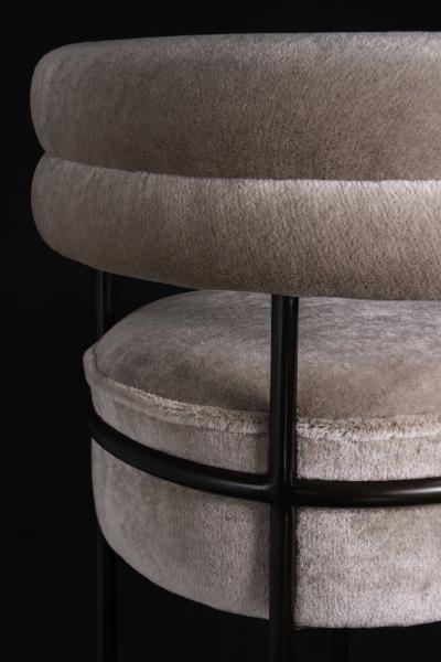  Costantini Design Modern Upholstered Round Bar Stool in COM and Metal by Costantini Mirabella