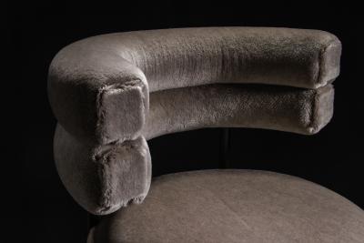  Costantini Design Modern Upholstered Round Bar Stool in COM and Metal by Costantini Mirabella