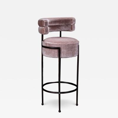  Costantini Design Modern Upholstered Round Bar Stool in COM and Metal by Costantini Mirabella