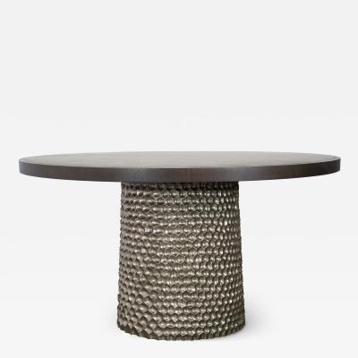  Costantini Design Modern Upholstered Table with Metallic Carved Base from Costantini Giada
