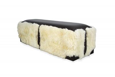  Costantini Design Ovino Contemporary Leather and Sheepskin Bench from Costantini Customizable