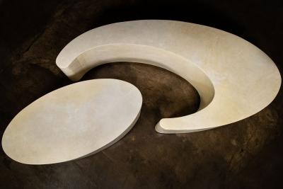  Costantini Design Parchment Modern Sculptural Nesting Coffee Tables x Costantini Cadenza In Stock