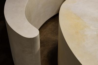  Costantini Design Parchment Modern Sculptural Nesting Coffee Tables x Costantini Cadenza In Stock