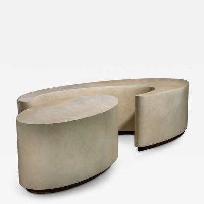 Costantini Design Parchment Modern Sculptural Nesting Coffee Tables x Costantini Cadenza In Stock