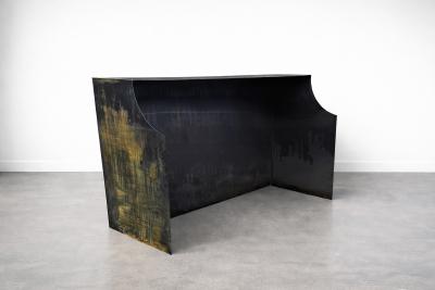  Costantini Design Patinated Metal Reception Bar with Bronze Undertones by Costantini Monolito