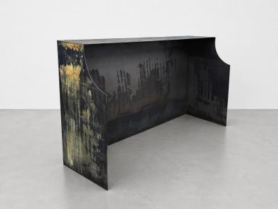  Costantini Design Patinated Metal Reception Bar with Bronze Undertones by Costantini Monolito