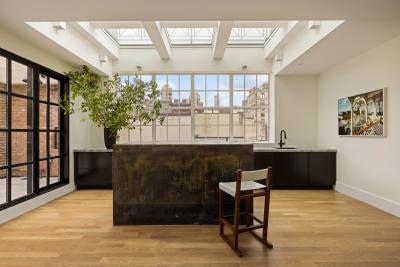  Costantini Design Patinated Metal Reception Bar with Bronze Undertones by Costantini Monolito