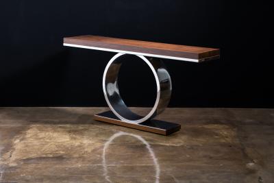  Costantini Design Polished Steel and Wood Console Table from Costantini Donte