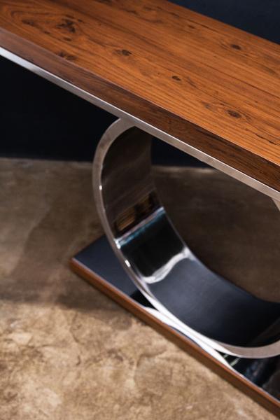  Costantini Design Polished Steel and Wood Console Table from Costantini Donte