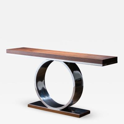  Costantini Design Polished Steel and Wood Console Table from Costantini Donte
