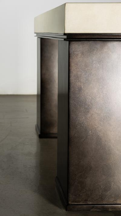  Costantini Design Rectangular Modern Metal and Parchment Coffee Table by Costantini Michelangelo