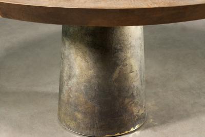 Costantini Design Round Exotic Cast Bronze Pedestal Dining Table by Costantini Benino Pergamino