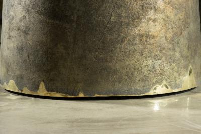 Costantini Design Round Exotic Cast Bronze Pedestal Dining Table by Costantini Benino Pergamino